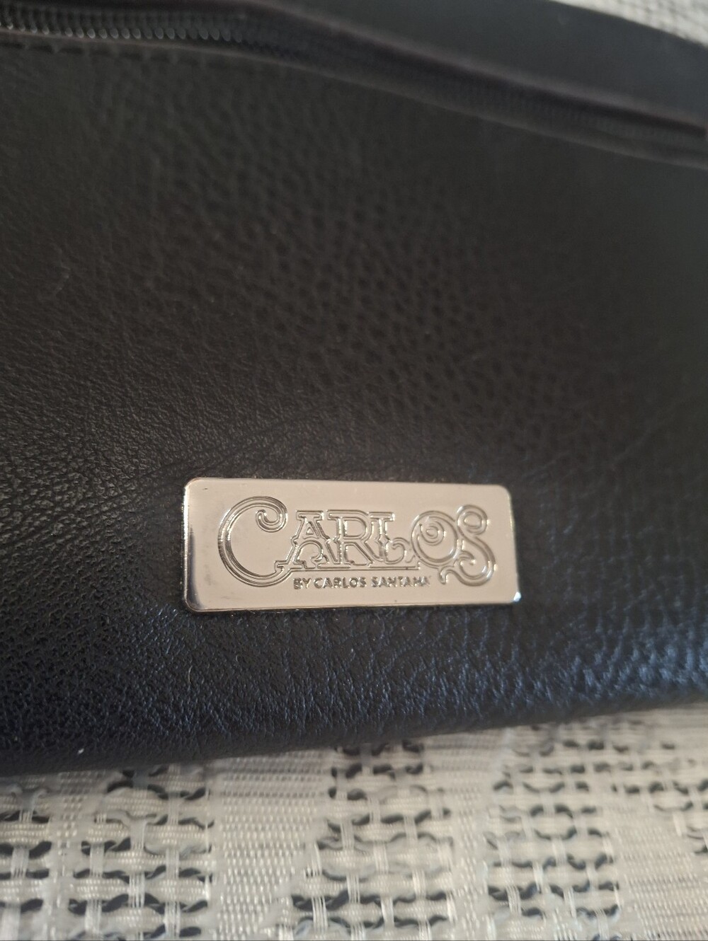 Carlos by Carlos Santana Black Leather Zip Wallet with Silver Hardware